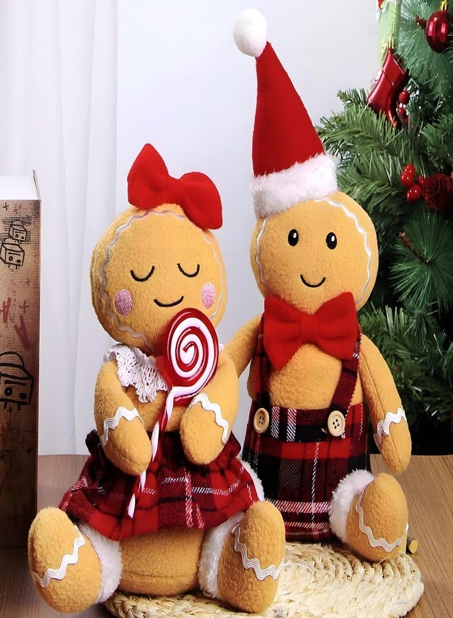 BWFY 2PC Gingerbread Man Christmas Decorations Indoor for Christmas Ornament Home Decor Gingerbread Doll for Gift Door Window Table Tree Holiday Xmas Season Decor - Image 1